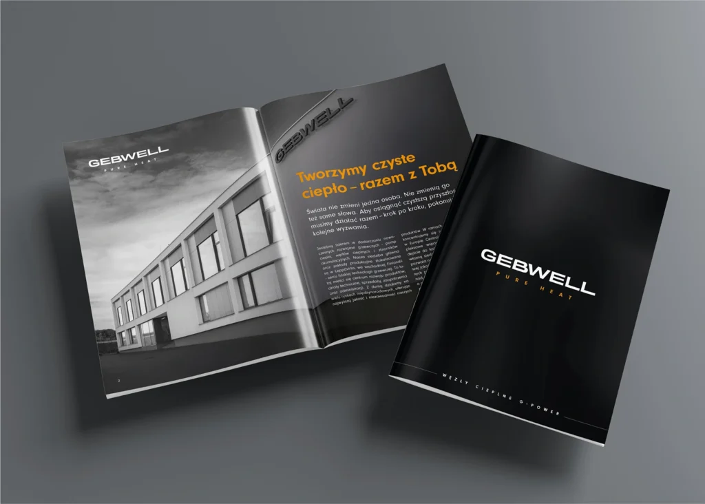 Magazyn firmy Gebwell na szarym tle