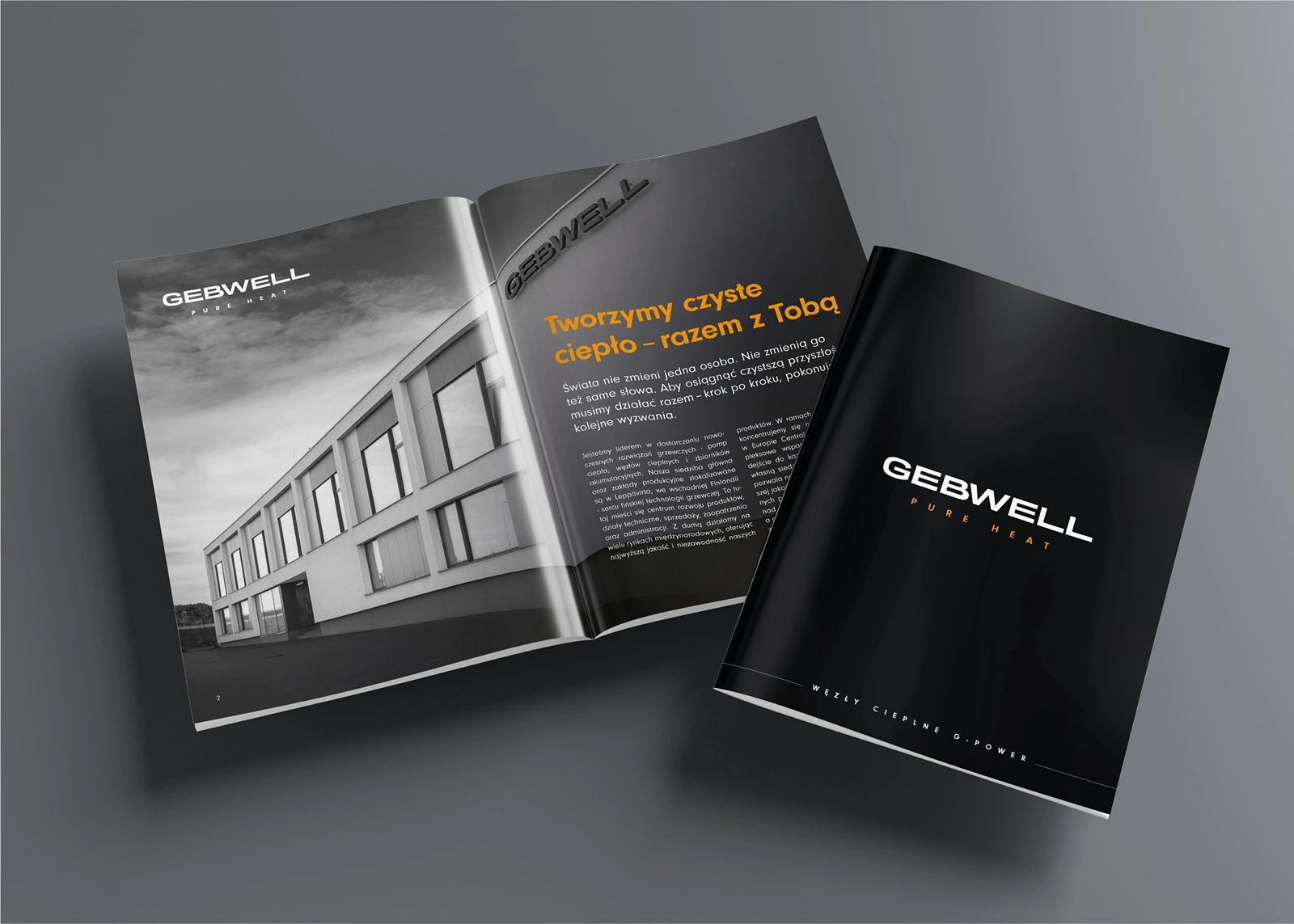 Magazyn firmy Gebwell na szarym tle